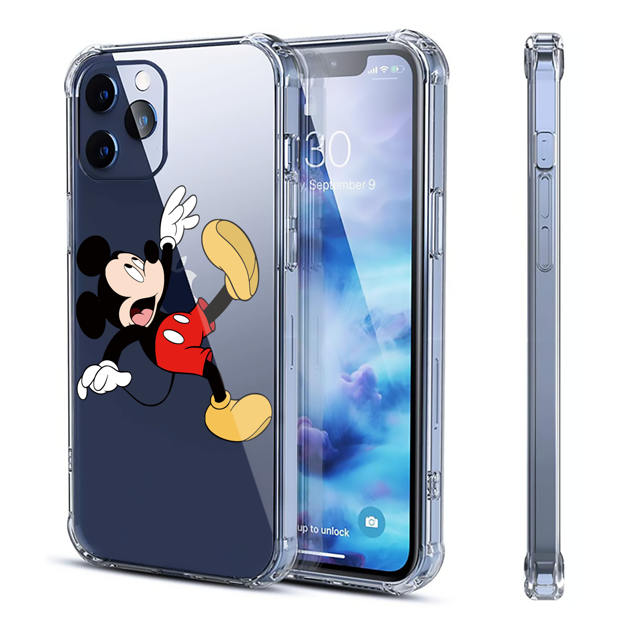 （画像用） ミッキーマウス Mickey Mouse 【iPhone 12シリーズ対応】透明スマホケース（クリアソフトケース）